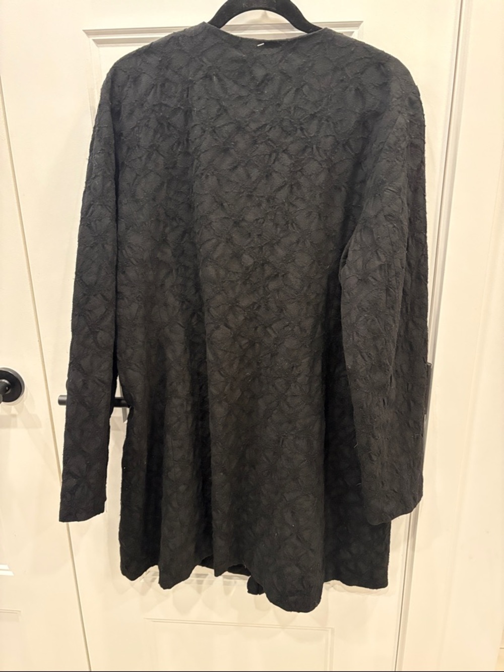 Eileen Fisher Floral Texture Wool Ruffle Coat - Picture 4 of 4